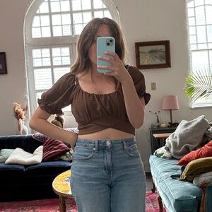 Altar'd State Brown Cropped Blouse | Size M